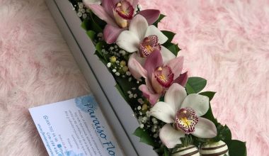 Caja con orqudeas y fresas con chocolate