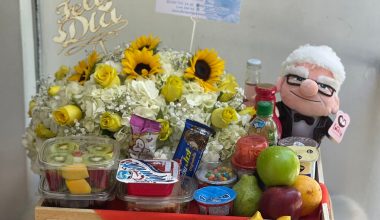 Desayuno con hortencias y rosas amarillas